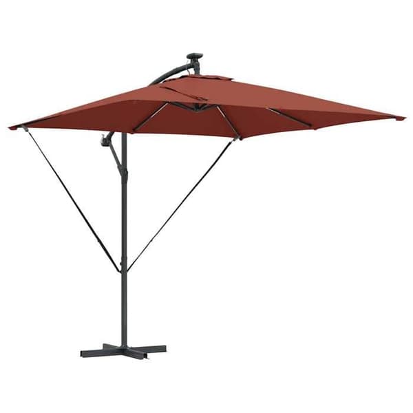Parasolfly - EKSKLUSIV HUS - 249 x 249 x 250 cm - Polyester & aluminium - Udsat mast - Solcelle LED Terrakotta