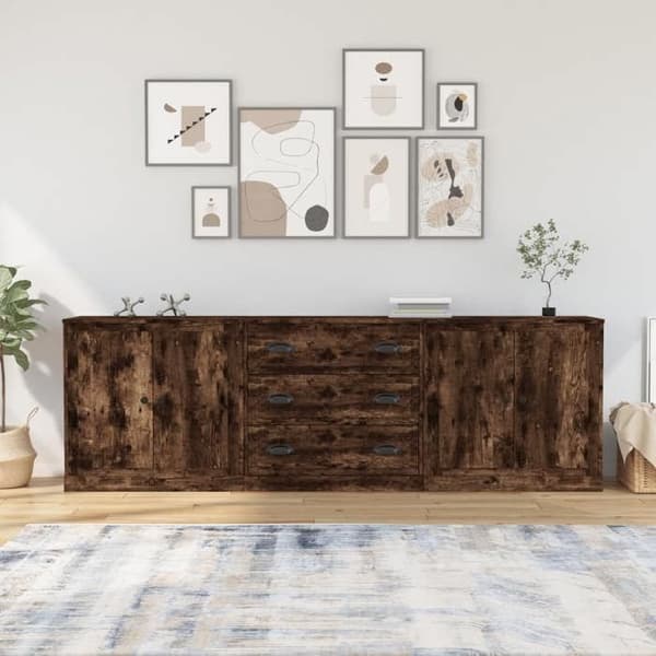 Maison Exclusive - 3 kpl savupähkinä engineering-puusta valmistettu buffet
