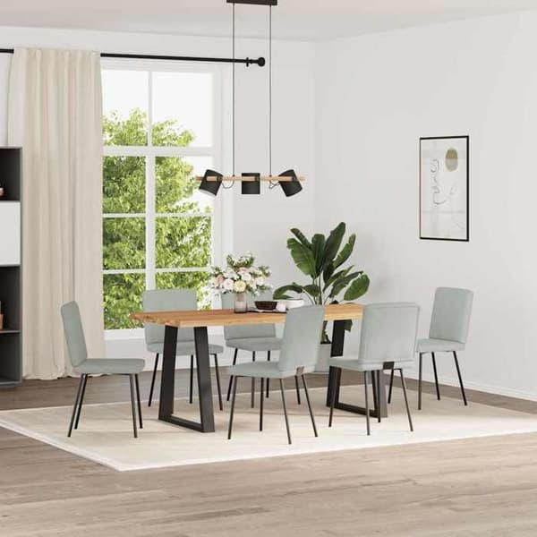 Maison Exclusive - Matstolar set om 6 ljusgrå sammet