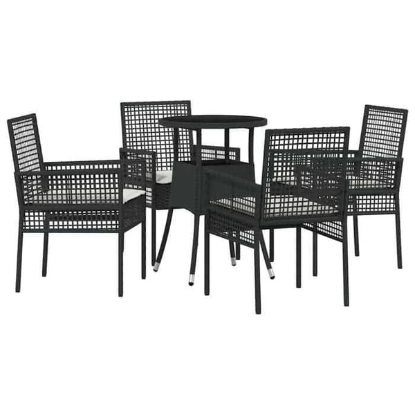 Maison Exclusive - 5 pc have spisebordssæt i sort polyrotin Svart