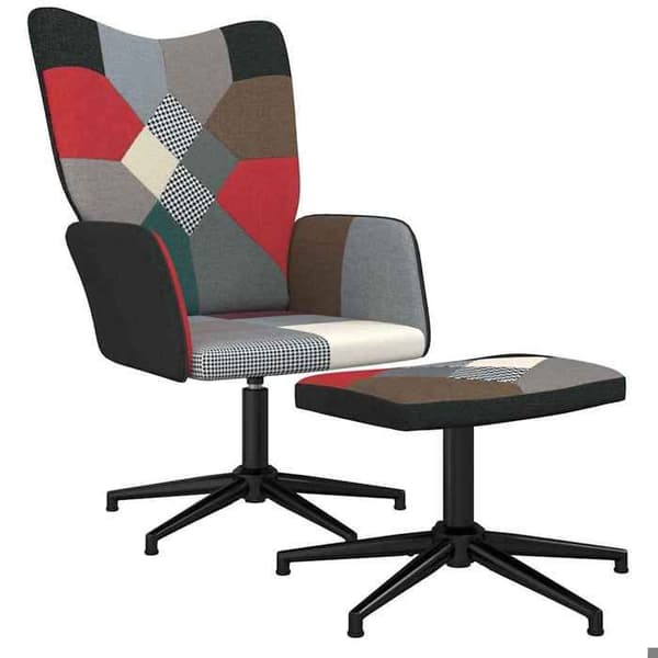 Maison Exclusive - Avkopplingsstol med puff i patchworktyg