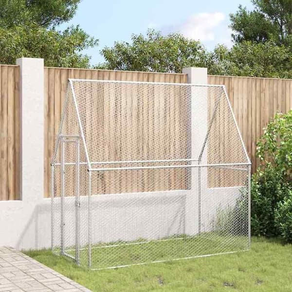 Maison Exclusive - Silverfärgad hönsgård 200x100x190 cm galvaniserat stål Silver