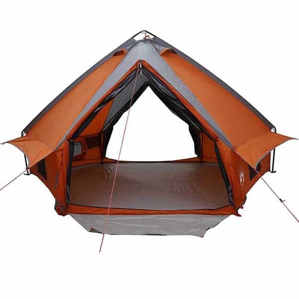 Tält teepee - EXKLUSIVT HUS - 6 platser - Grå & orange - Polyester 185T belagd - Stänger, pinnar, väska