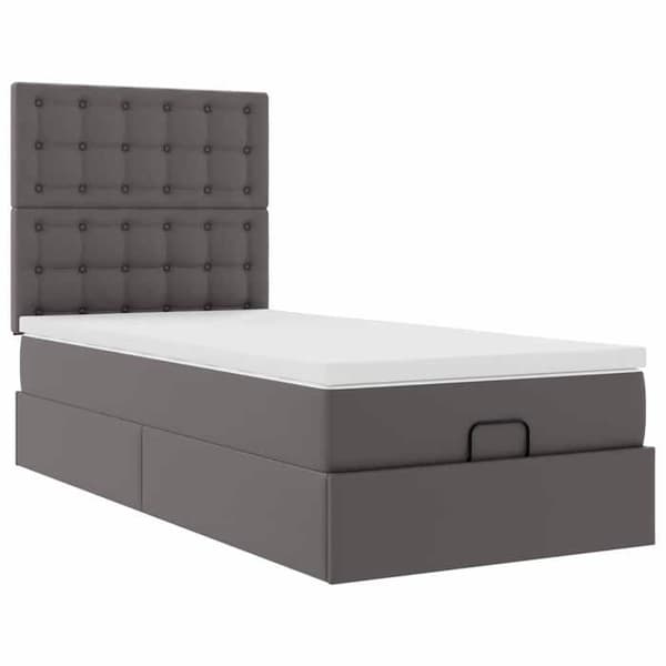Seng ottoman - Maison Exclusive - 100 x 200 cm - Grå kunstlæder - Hydraulisk opbevaring Grå