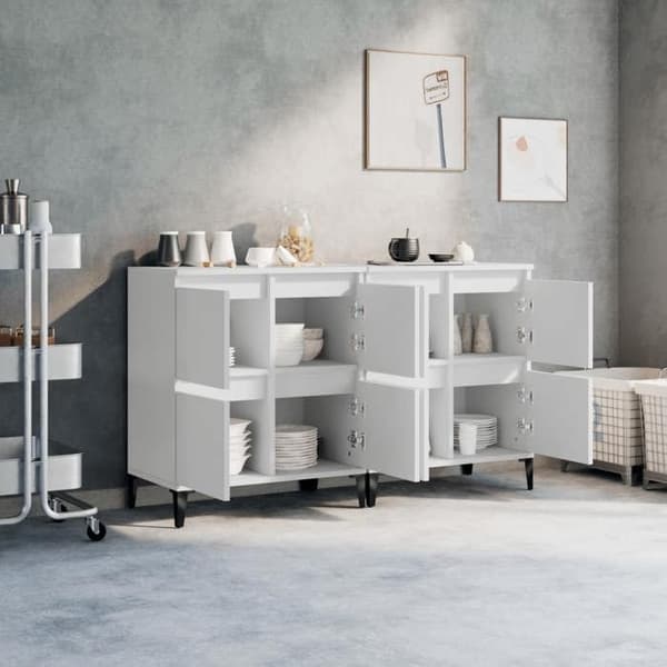 Buffé - 2 delar - Vit - Ingenjörsträ - 60 x 35 x 70 cm Vit