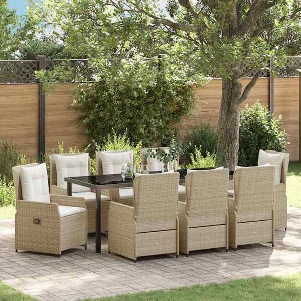 Maison Exclusive - 9 dele have spisebordssæt i beige og lys grå beige