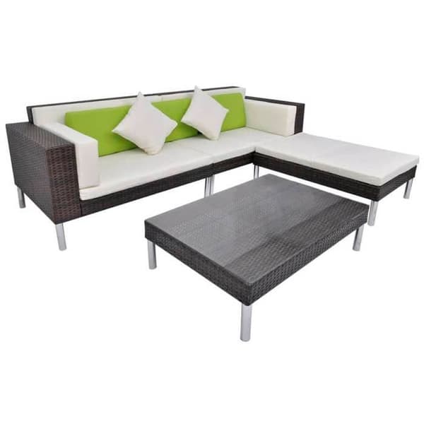 Maison Exclusive - Trädgårdsmöbler 4 delar med kuddar Flätad resin Brun
