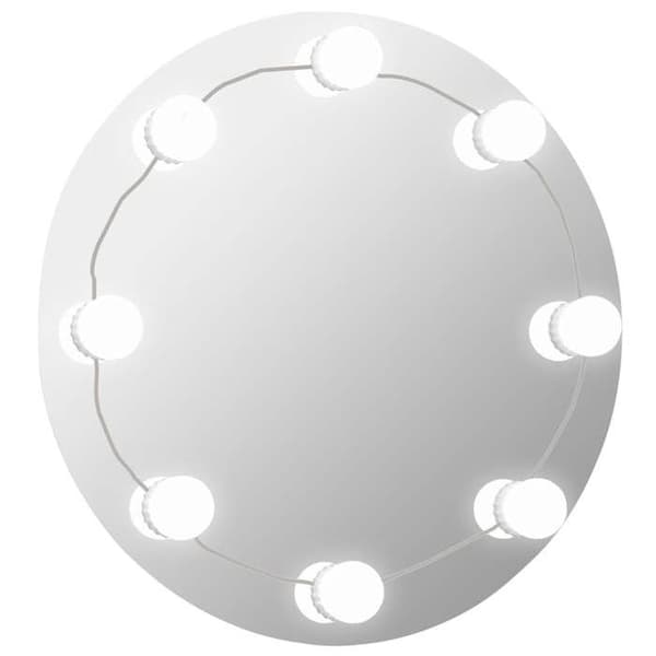 Vægmirror - HUS EKSKLUSIV - Rund uden ramme - LED - USB 5V strømforsyning - Grå glas