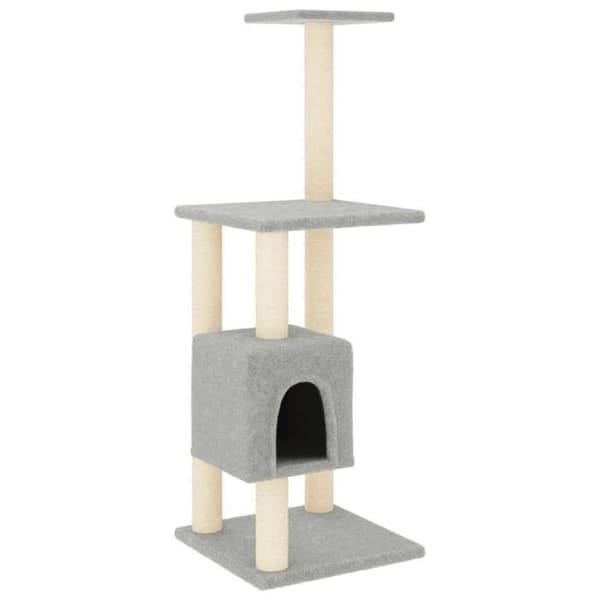 Kattetræ - Eksklusivt hus - sisal stolper - lys grå - 104 cm ljusgrått