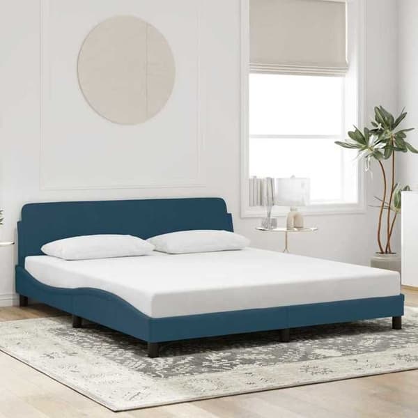 Maison Exclusive - Sengestel med Dover hovedgærde blå 180x200cm velour Blå