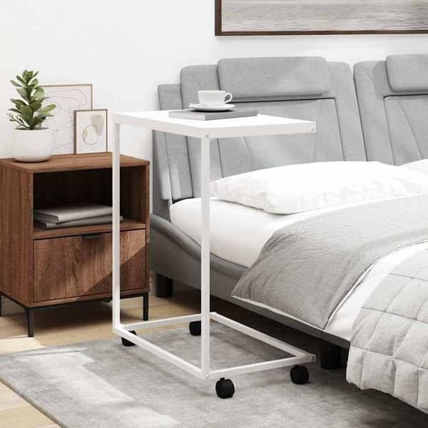 Sido bord - MAISON EXCLUSIVE - Modell ej specificerad - Vit - 55x35x70 cm - Design i C med hjul Vit