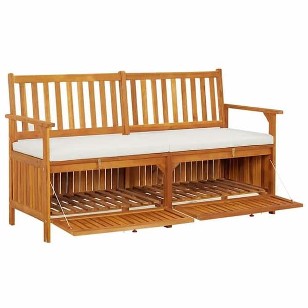 Maison Exclusive - Förvaringsbänk med kudde 148 cm Solid akaciaträ