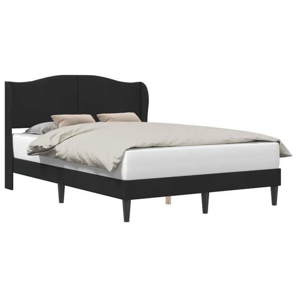 Sengestel - EKSKLUSIV HUS - 120 x 190 cm - Velour hovedgærde - Sort - Lamelseng Svart