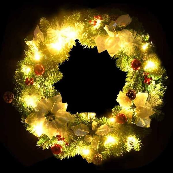 Maison Exclusive - Julkrans med LED-lampor grön 60 cm PVC