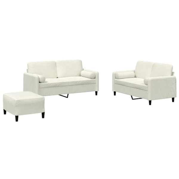 Maison Exclusive - 3 kpl:n sohvasetti vaaleanbeige samettityynyillä