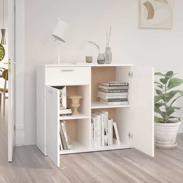 Buffet - EKSKLUSIVT HUS - 80x36x75 cm - Hvid - Spånplader - 2 døre & skuffe Vit