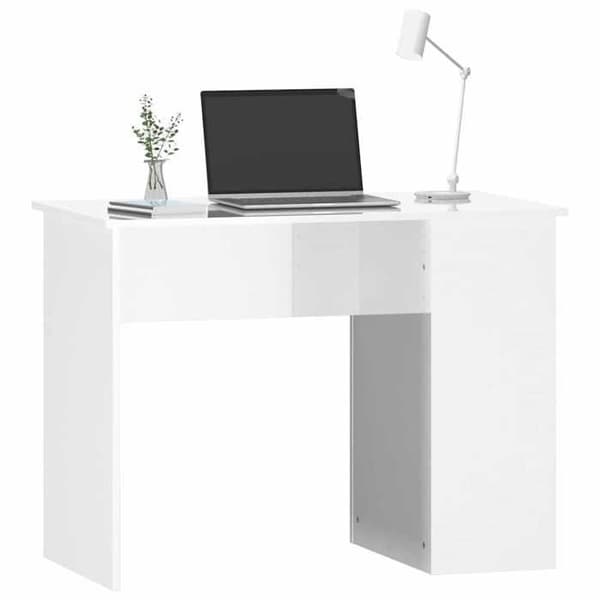 Skrivbord - EXKLUSIVT HUS - 100x55x75 cm - Blank vit - Ingenjörsträ - 2 fack Vit