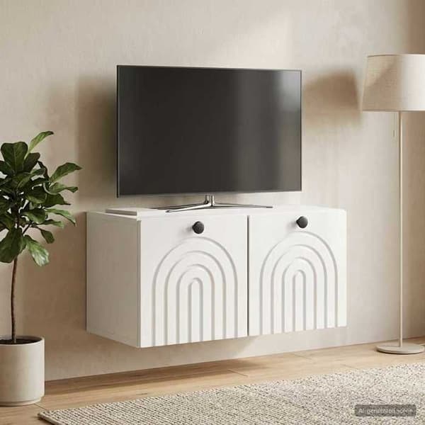 Exklusivt Hem - Väggmonterad TV-möbel Väggmontering Vit glansig 59,5 x 31 x 30 cm