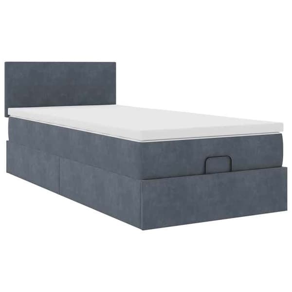 Maison Exclusive - Ottomansängram och madrass grå mörk 90x200 cm sammet mörkgrå, vit