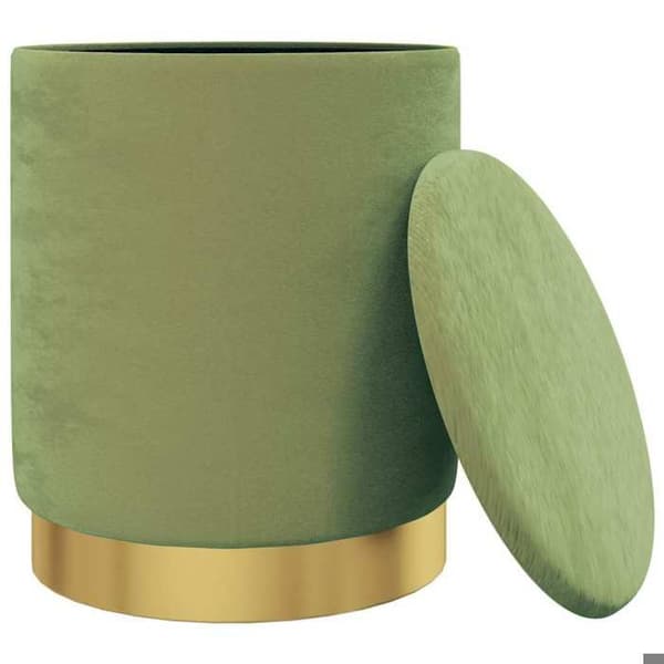 Maison Exclusive - Pyöreä säilyty stooli, Vihreä sinappi, Sametti 31 x 37 cm Senapsgul
