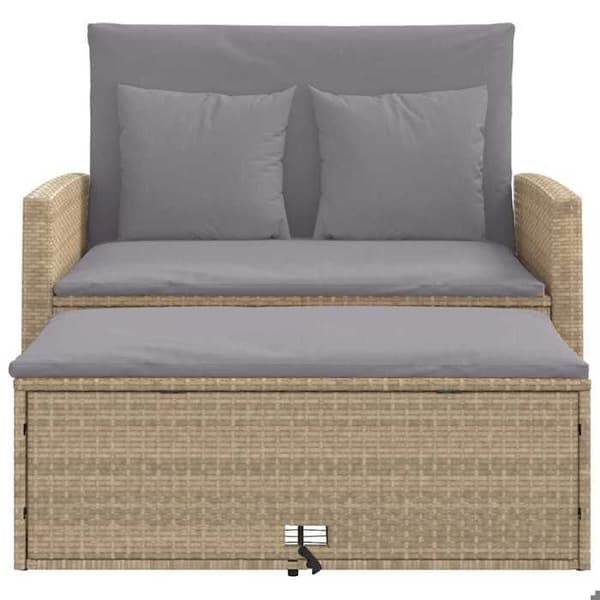 Maison Exclusive - Trädgårdsoffa med kuddar 2 platser beige flätad resin