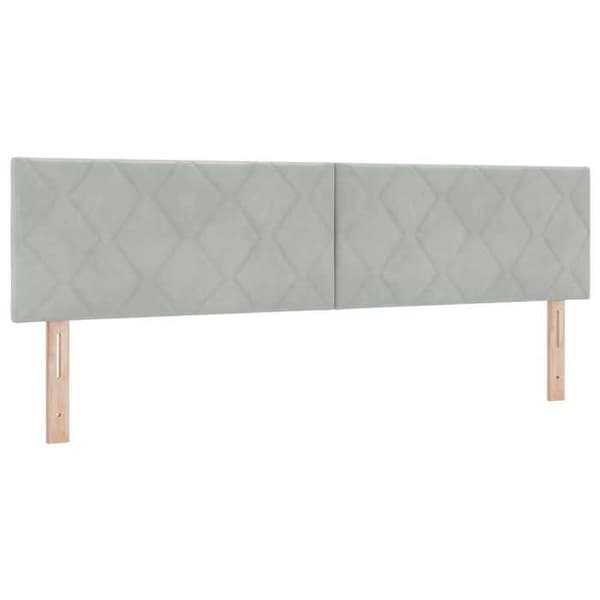 Fjederseng - EKSKLUSIV HUS - 180 x 200 cm - Lys grå - Velour - Justerbar hovedgærde Ljusgrått