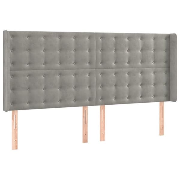 Maison Exclusive - LED Hovedgærde Lys Grå 183x16x118/128 cm Velour ljusgrått