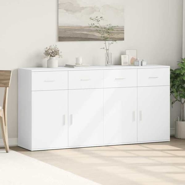 Maison Exclusive - Bufféer 2 st vit 79x38x80 cm ingenjörsträ