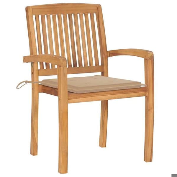 Maison Exclusive - Stabelbare havestole med puder sæt af 8 Solid teak beige