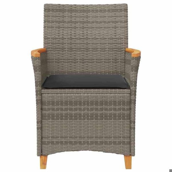 Maison Exclusive - Trädgårdsstolar med kuddar, set om 2, grå vävd resin och trä grå