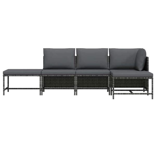 Maison Exclusive - Trädgårdsmöbler 5 delar med kuddar Grå Flätad resin