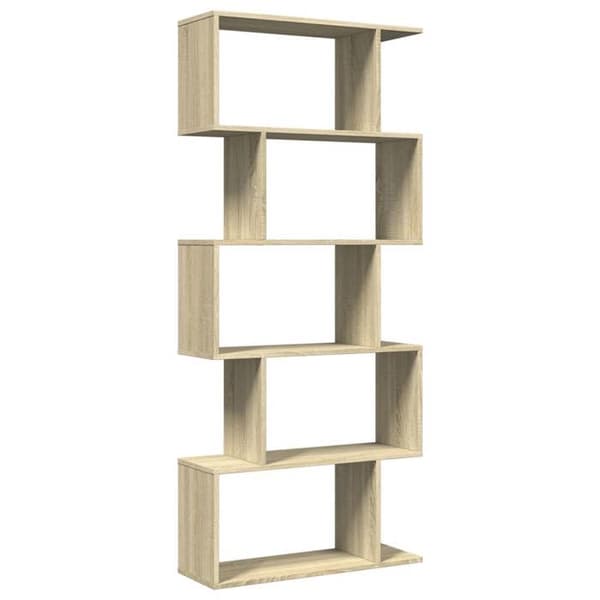 Maison Exclusive - Rumseparator reol 5 niveauer egetræ sonoma 70x24x161cm Sonoma ek