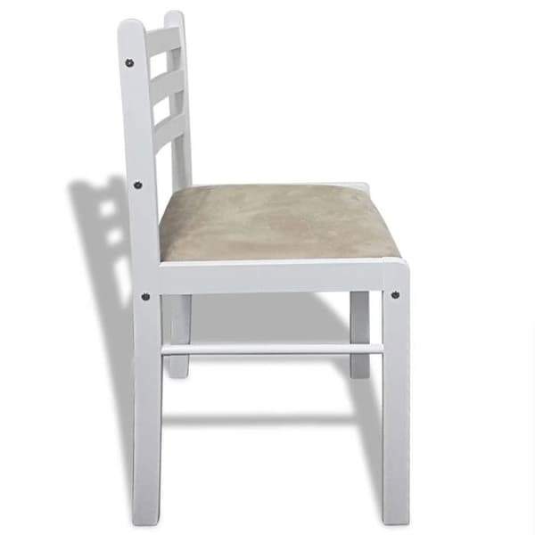 Maison Exclusive - Matstolar set om 6 vit solid trä och sammet Vit