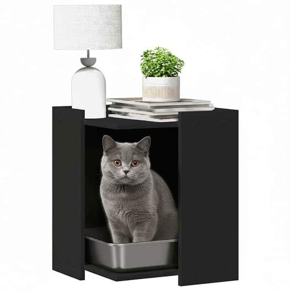 Maison Exclusive - Kattlåda möbel i svart ingenjörsträ