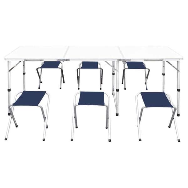 Maison Exclusive - Sammenklappeligt campingbord og 6 taburetter 180x60 cm