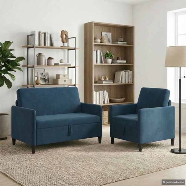 Divaani - MAISON EXCLUSIVE - 2 paikkaa - Sininen - Polyesteri - Säilytyslaatikko Blå