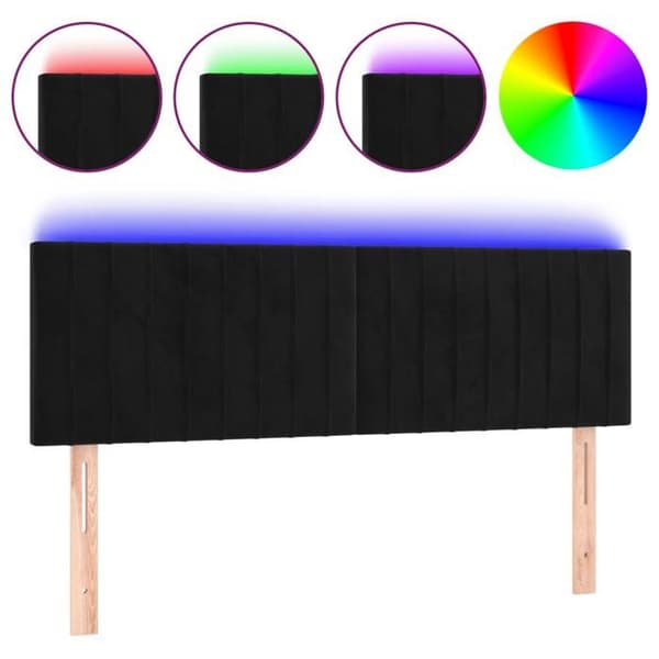 Maison Exclusive - LED Hovedgærde Sort 144x5x78/88 cm Velour Svart