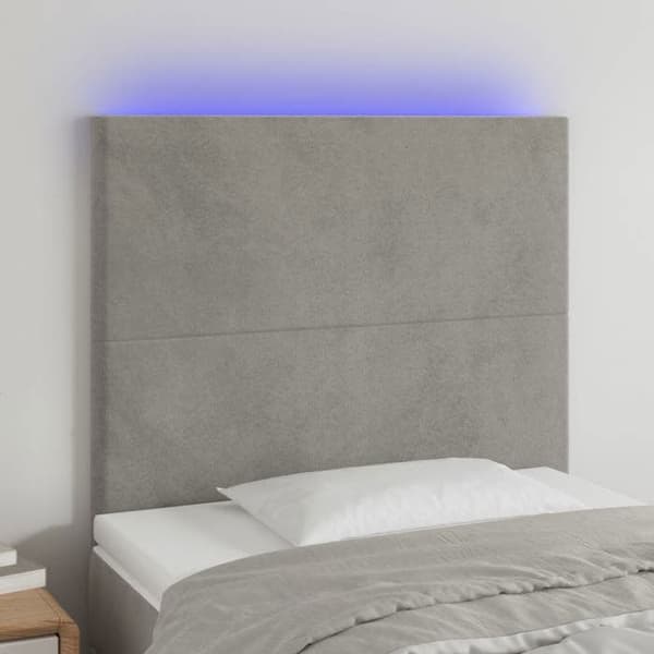 Maison Exclusive - LED Hovedgærde Lys Grå 80x5x118/128 cm Velour ljusgrått