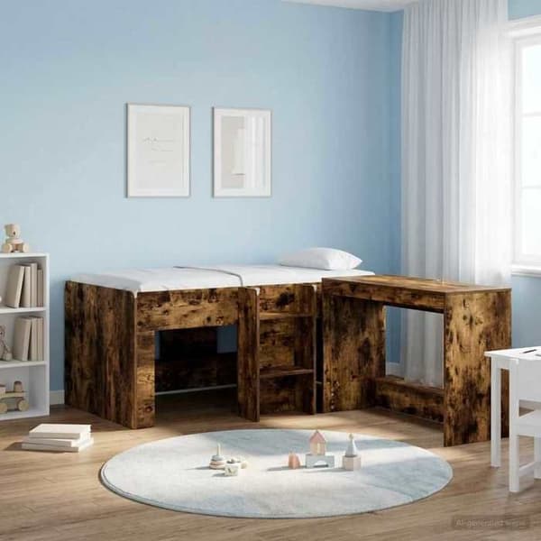 Maison Exclusive - Høj Sengramme til Børn Røget Eg 80 x 160 cm