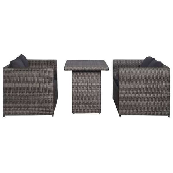 Maison Exclusive - Bistroset 3 delar med grå kuddar i flätad resin grå