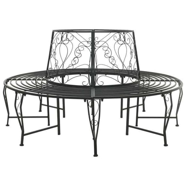 Maison Exclusive - Træbænk 8-Pladser Ø 160 x 89 cm Sort Stål Rund