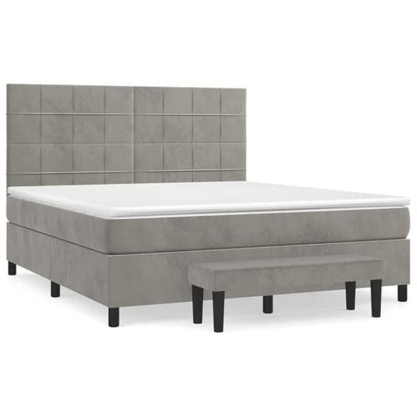 Maison Exclusive - Seng solid bund med socker og madras Grå 160x200cm Velour