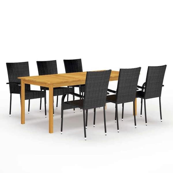 Maison Exclusive - Have spisebordssæt 7 dele Sort Svart