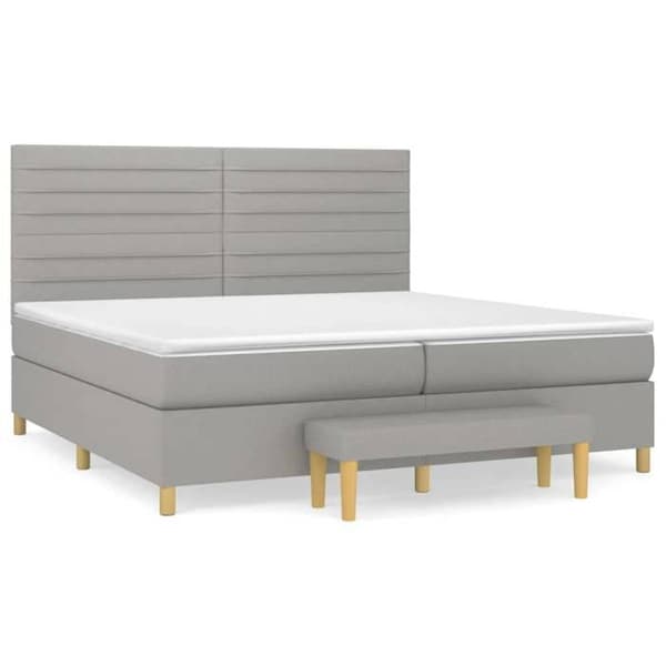 Maison Exclusive - Seng med lamelbund og madras Lys grå 200x200cm Stof