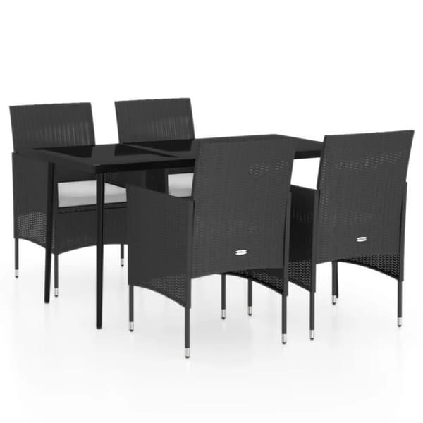 Maison Exclusive - Puutarhakalusteryhmä tyynyillä 5 kpl Musta