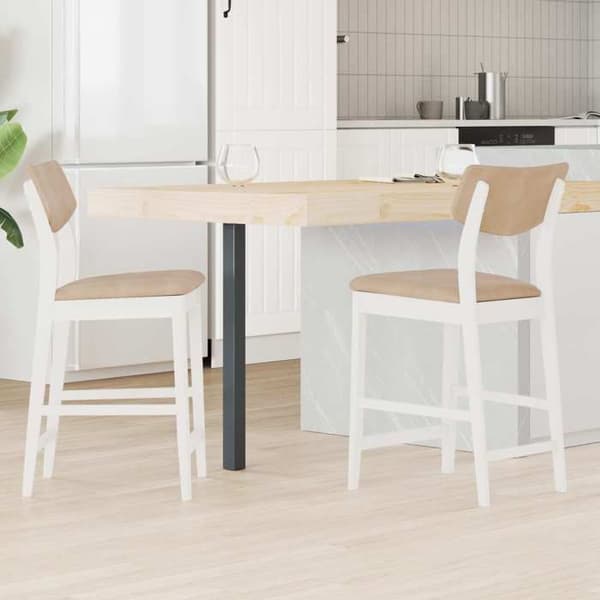 Maison Exclusive - Matstolar 2 st Massivt Gummiträ Vit
