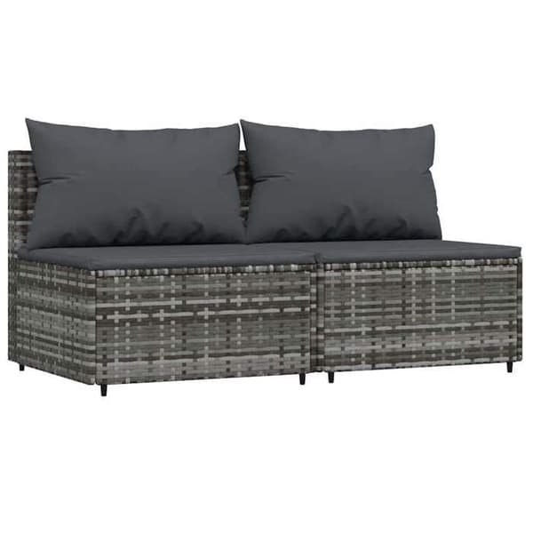 Maison Exclusive - Centrala trädgårdssoffor och kuddar 2 st Grå flätad resin Grå