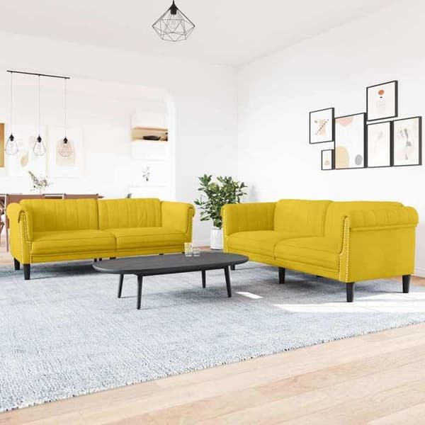 Maison Exclusive - Sæt af 2 sofaer i gul fløjl