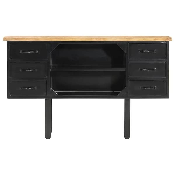 Maison Exclusive - Buffet 110x30x65 cm Raaka mangopuu ja teräs