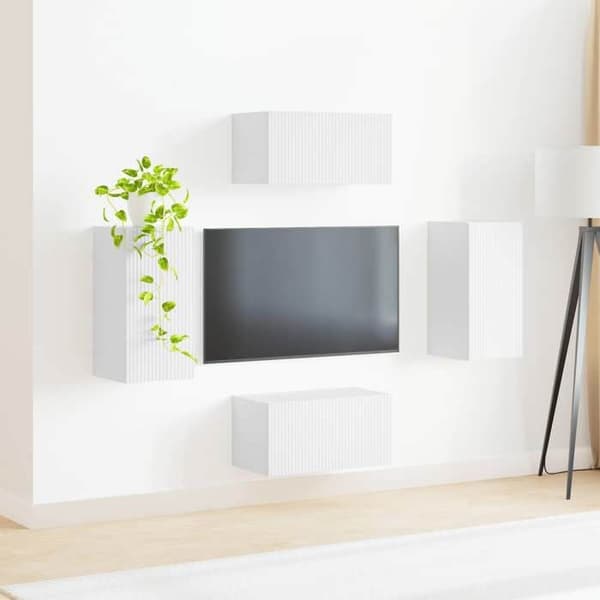 Maison Exclusive - TV-møbel sæt 4 stk Hvid Ingeniørtræ